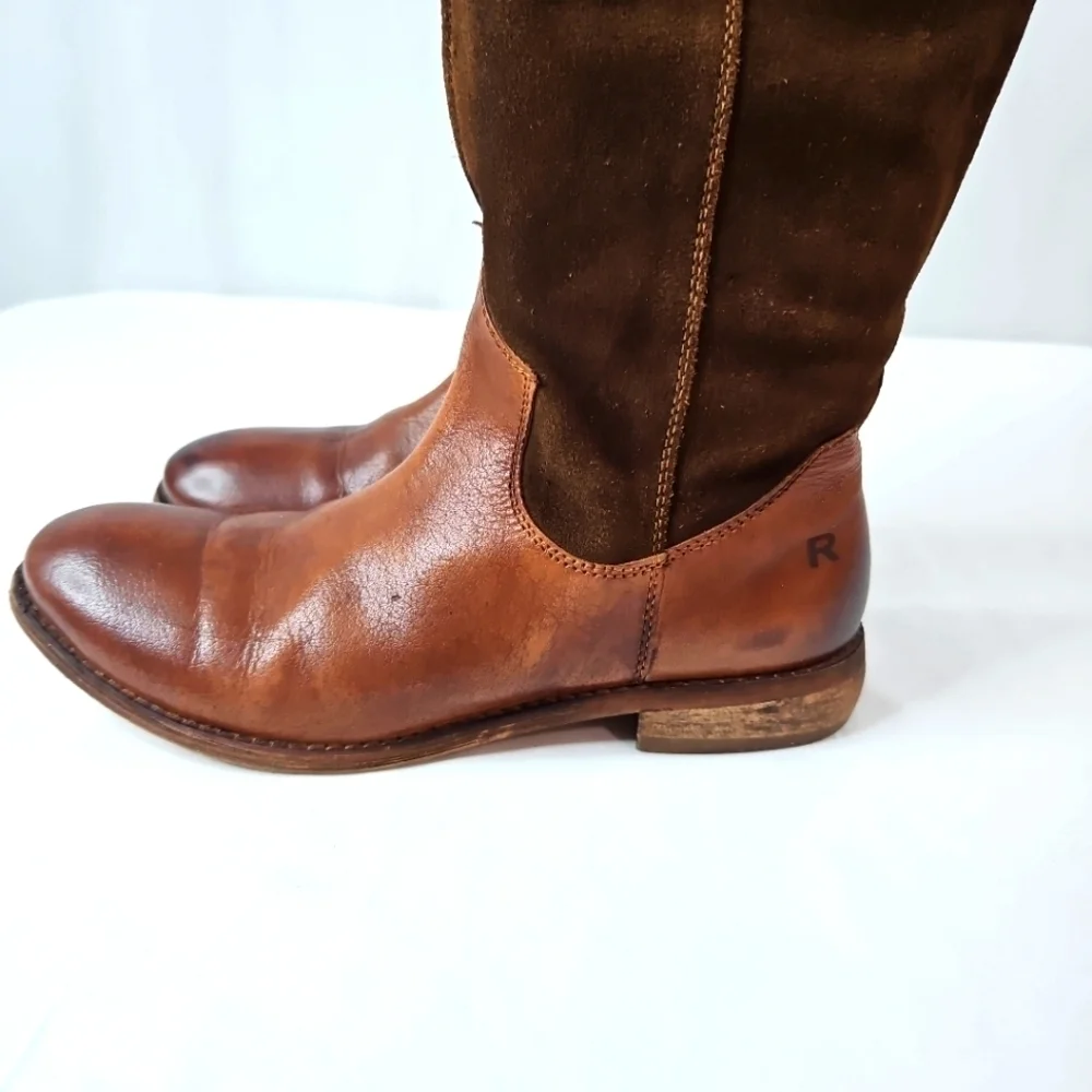 ROAN Brown Leather & Suede Cowgirl Boots Sz 6